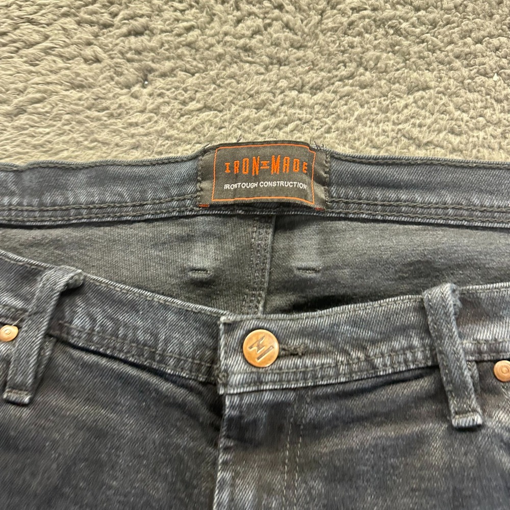 Iron Made Irontough Construction Jeans Mens 40x30 Black Cotton Denim Straight - Picture 3 of 10